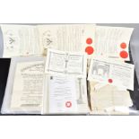 MASONIC INTEREST, a folder and sleeve of printed certificates and other documentation relating to