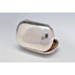 A LATE VICTORIAN SILVER COIN PURSE OF ROUNDED RECTANGULAR FORM, leather lined, divided interior,