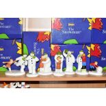 SEVEN BOXED COALPORT THE SNOWMAN CHARACTER FIGURES, 'Building the Snowman', 'Adding A Smile', 'The