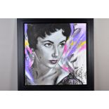 JEN ALLEN (BRITISH 1979) 'ELIZABETH TAYLOR III', an portrait of the iconic film star, signed lower