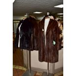 EIGHT VARIOUS FUR JACKETS TO INCLUDE a dark brown circa 1970's musquash below the knee ladies