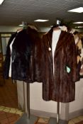 EIGHT VARIOUS FUR JACKETS TO INCLUDE a dark brown circa 1970's musquash below the knee ladies