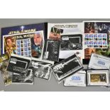 STAR WARS STAMPS, a collection of Smilers sheets, first day covers and gold and silver stamps, all