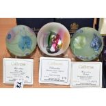 THREE BOXED CAITHNESS LIMITED EDITION PAPERWEIGHTS, 'Watercolours Butterflies' No70/750 and '