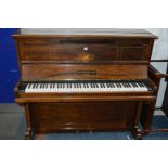 A LATE 19TH CENTURY JOHN BROADWAY AND SONS, LONDON ROSEWOOD UPRIGHT PIANO, width 134cm x depth