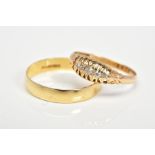 TWO 18CT GOLD RINGS, the first an early 20th century five stone diamond ring, set with a graduated