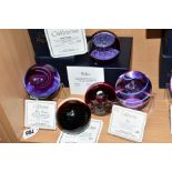 FIVE BOXED CAITHNESS LIMITED EDITION PAPERWEIGHTS, 'Magic Carpet' No78/750, 'Ice Fountain' No427/