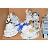 SIX VARIOUS FIGURES, comprising three Coalport 'Safe at Last' limited edition 7501/12500, 'The