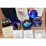 FIVE BOXED CAITHNESS LIMITED EDITION COLLECTORS PAPERWEIGHTS, 'Pirouette' 1980 No516/1000, '