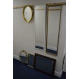 TWO MODERN LONG RECTANGULAR WALL MIRRORS together with four various other wall mirrors (6)