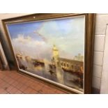 AFTER J.M.W.TURNER 'THE DOGANA SAN GIORGIO CITELLA', an oil on canvas copy of the Venetian scene,