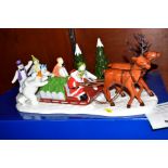 A BOXED LARGE LIMITED EDITION COALPORT THE SNOWMAN CHARACTER FIGURE GROUP, 'Father Christmas and The