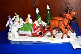 A BOXED LARGE LIMITED EDITION COALPORT THE SNOWMAN CHARACTER FIGURE GROUP, 'Father Christmas and The