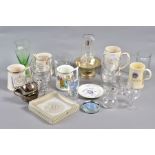 MASONIC INTEREST, a box of ceramics, glassware and metalwares, commemorating various Masonic