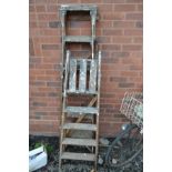 TWO SETS OF WOODEN STEP LADDERS (2)