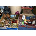 TWO BOXES AND LOOSE OF MISCELLANEOUS ITEMS to include cameras, cased Zeiss Ikon compur, Zodak,