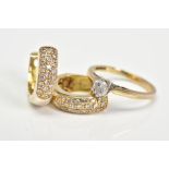 TWO ITEMS OF JEWELLERY, to include a 9ct gold diamond single stone ring, estimated modern round