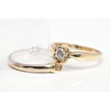A 9CT GOLD SINGLE STONE DIAMOND RING AND AN 18CT GOLD SINGLE STONE DIAMOND RING (condition: