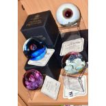 FOUR BOXED CAITHNESS LIMITED EDITION PAPERWEIGHTS, 'Moonscape' No.460/750, 'Winter Moon' No.195/