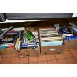 FOUR BOXES OF BOOKS AND LP RECORDS, subjects include motoring, Royal commemorative, History,