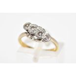 A FOUR STONE DIAMOND RING, designed as a diagonal line of slightly graduated brilliant and single