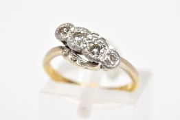 A FOUR STONE DIAMOND RING, designed as a diagonal line of slightly graduated brilliant and single