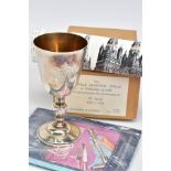 A LIMITED EDITION LICHFIELD CATHEDRAL ANNIVERSARY SILVER GOBLET, with silver gilt inner cup,
