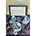 A BOXED SET OF THREE CAITHNESS LIMITED EDITION PAPERWEIGHTS, 'Trio' No426/750, the design theme is