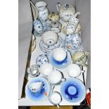 ROYAL COPENHAGEN AND SIMILAR TEA WARES to include two tea pots, jug, sugar with cover, slops bowl,