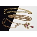 THREE ITEMS OF JEWELLERY, the first a 9ct gold Prince of Wales chain necklace, with 9ct hallmark,
