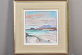 TOM BARRON (BRITISH CONTEMPORARY) 'SUMMER LIGHT, SANNA BAY', a Scottish coastal landscape, signed