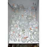 A GROUP OF CUT GLASS, to include Stuart, Doulton, Dartington, etc, many items unmarked, wine
