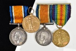 FOUR BRITISH CAMPAIGN WWI MEDALS to include a British War Medal 1914-18 and the Allied Victory Medal