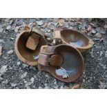 THREE CAST IRON SELF POUR AGRICULTURAL WATER FEEDERS, (3)
