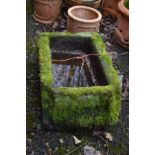 A RECTANGULAR SANDSTONE TROUGH, width 68cm x depth 42cm x height 22cm