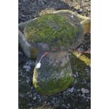 A SANDSTONE STADDLE STONE, top diameter 55cm x height 82cm