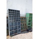 THREE VARIOUS METAL OPEN TOOL/FIXINGS STORAGE UNITS, (3)