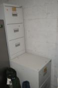 THREE THREE DRAWER METAL FILING CABINETS with keys, all 100cm high