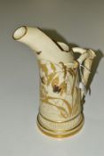 A ROYAL WORCESTER BLUSH IVORY TUSK VASE, decorated with insects and butterflies, shape No 1116,