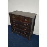 AN EDWARDIAN STAINED PINE CHEST OF FOUR LONG DRAWERS, width 104cm x depth 56cm x height 104cm