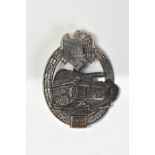 A GERMAN 3RD REICH SILVER AWARD PANZER ASSAULT BADGE, with the '25' engagements panels at the