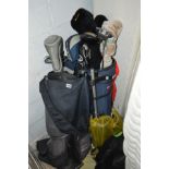 TWO GOLF BAGS CONTAINING KING, Lynx, Dunlop golf clubs