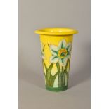 A SALLY TUFFIN FOR DENNIS CHINA WORKS VASE, 'Daffodil' pattern with flared rim, signed S T Des and