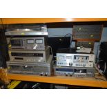 A COLLECTION OF VINTAGE HI FI EQUIPMENT including a Toshiba SR-A110 turntable, a Sony TC-K1A