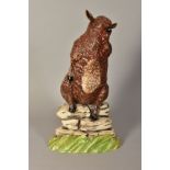 A BURSLEM POTTERY FIGURE OF A SHEEP, 'The Thinker', impressed marks to base, height approximately