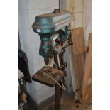 A VINTAGE MEDDINGS PILLAR DRILL, height 153cm, with vice and drip tray (3)