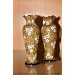 A PAIR OF SMALL ROYAL DOULTON 'CHINEWARE' STONEWARE BUD VASES, impressed marks, height 17cm (one