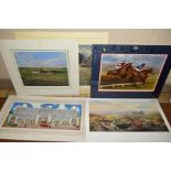 FOUR LIMITED EDITION PRINTS comprising 'Cheltenham' by Graham Isom, 'St Andrews 14th' by Peter