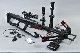 AN ANGLO ARMS MODEL 'THE LEGEND' COMPOUND CROSSBOW, fitted with a 4x32 scope, together with three