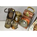 A BRASS AND COPPER LONDON FIRE BRIGADE OIL HAND LAMP with side mount to attach to a vehicle,